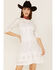 Image #1 - Maia Bergman Women's Vera Eyelet Lace Long Sleeve Mini Dress, White, hi-res