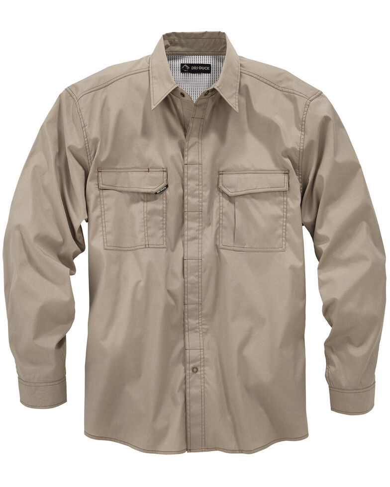 Dri Duck Men's Field Long Sleeve Work Shirt - Big & Tall , Khaki, hi-res