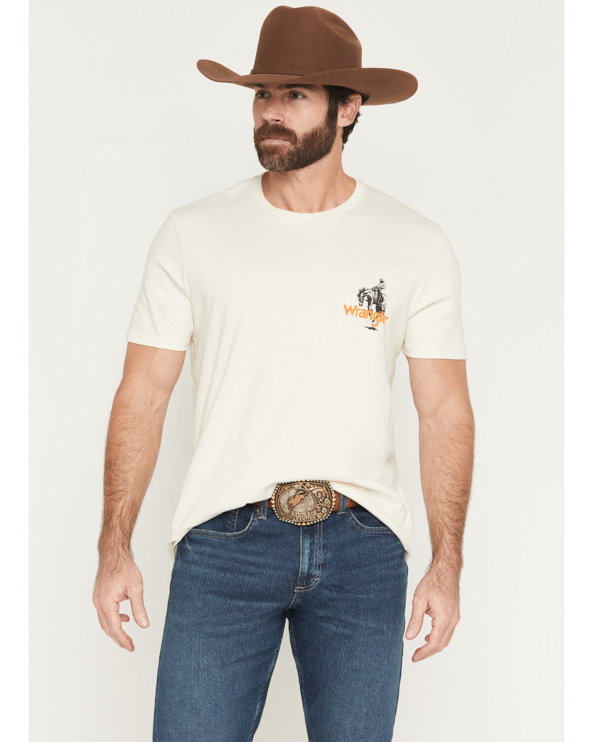 Image #2 - Wrangler Men's Long Live Cowboys Short Sleeve Graphic T-Shirt, Off White, hi-res