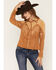 Image #1 - Miss Me Women's Faux Suede Long Sleeve Button-Down Western Shirt, Camel, hi-res