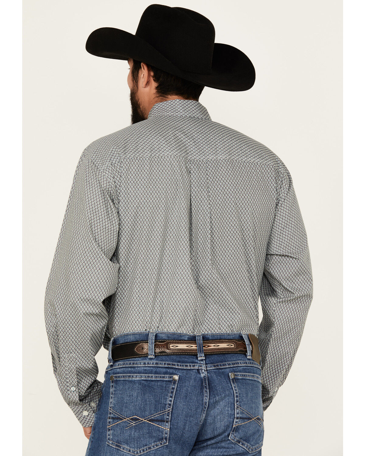 Image #4 - Cinch Men's Geo Print Long Sleeve Button-Down Western Shirt, Cream, hi-res