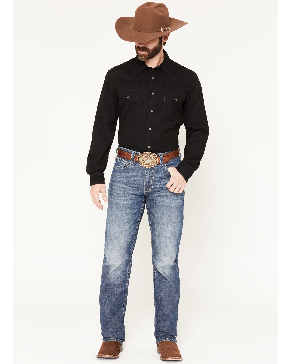 Image #1 - Rock & Roll Denim Men's Small "V" Reflex Revolver Slim Straight Jeans, Indigo, hi-res