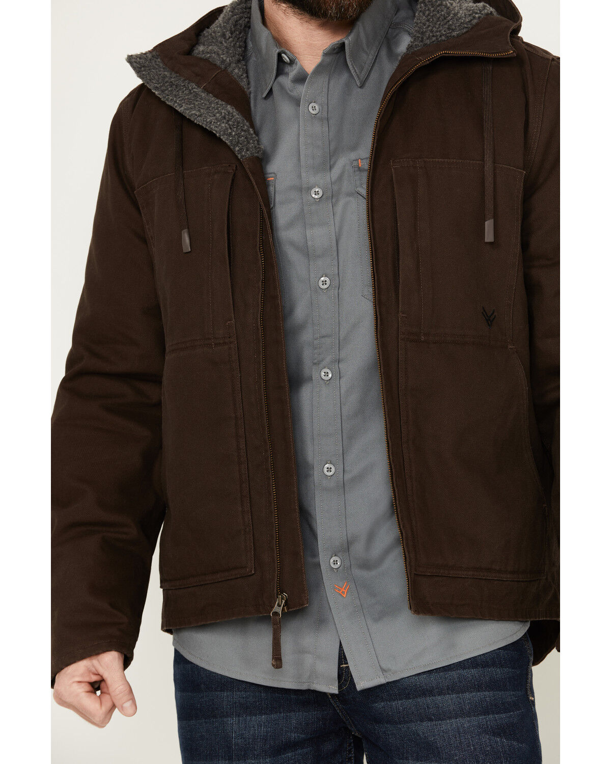 Image #3 - Hawx Men's Castile Weather Duck Hooded Work Jacket, Brown, hi-res