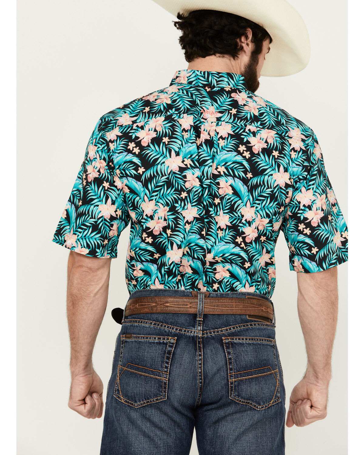 Image #4 - Ariat Men's Jillian Hawaiian Floral Print Short Sleeve Button-Down Western Shirt, Black, hi-res
