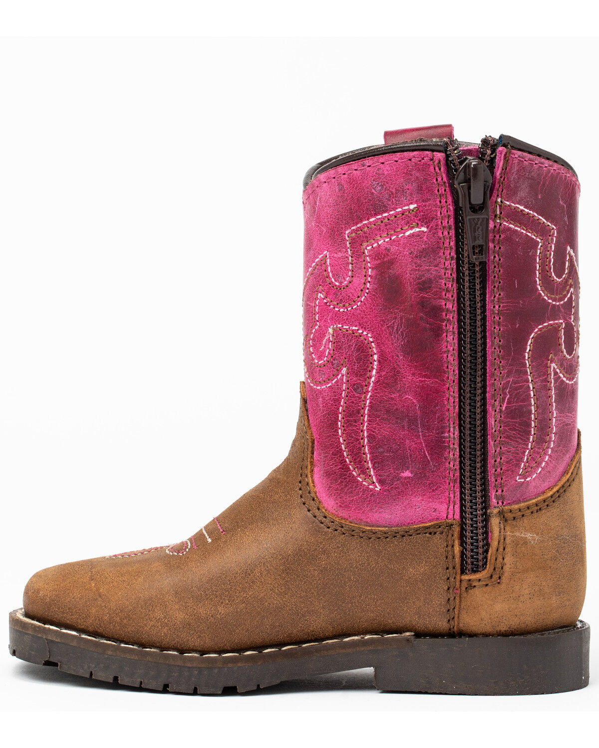 Image #3 - Shyanne Toddler Girls' Lil Lainie Western Boots - Round Toe, Brown/pink, hi-res