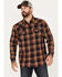 Image #1 - Moonshine Spirit Men's Rusted Still Plaid Print Snap Western Flannel Shirt , Navy, hi-res