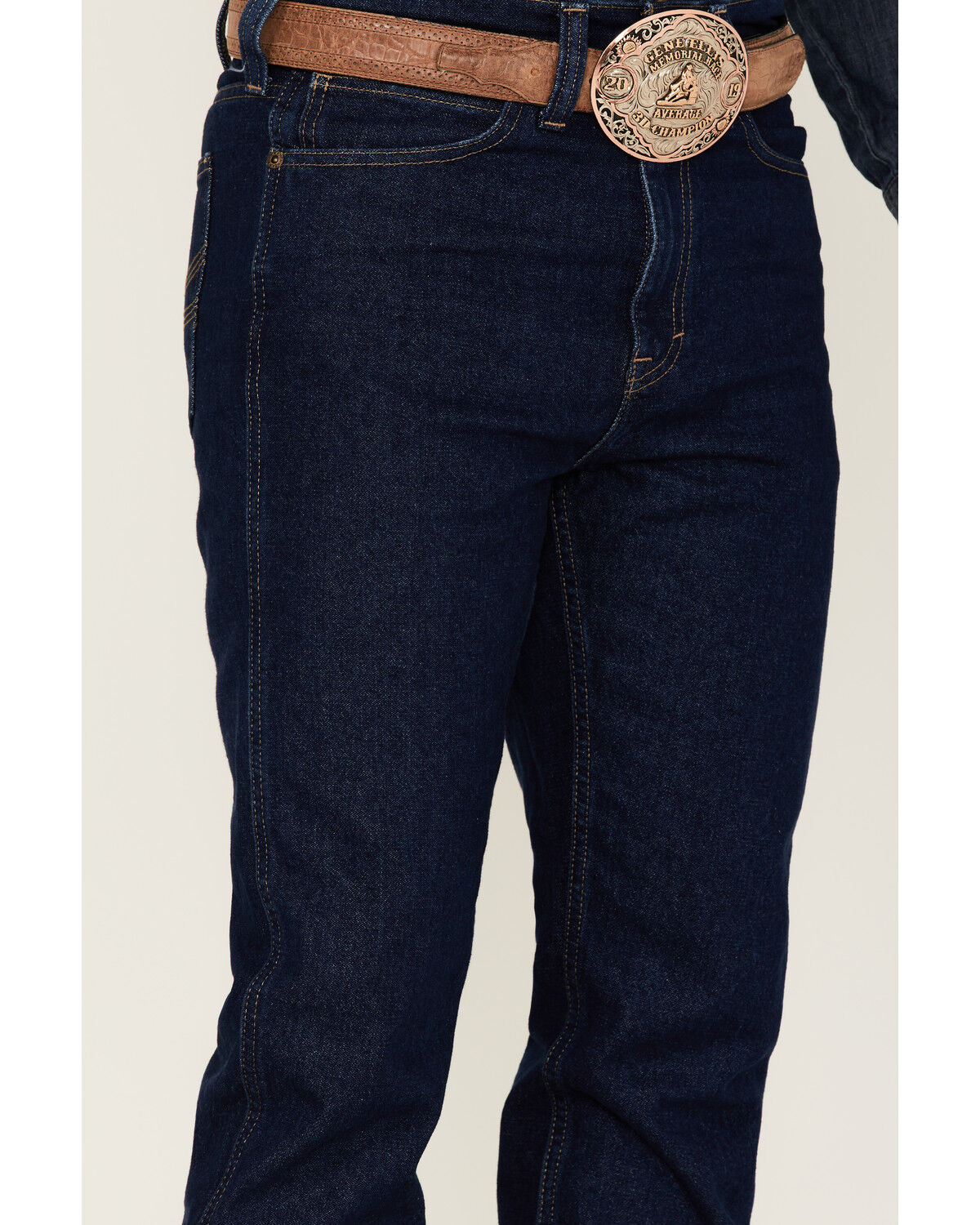 Image #2 - Blue Ranchwear Men's Bucking Horse Dark Wash Rigid Slim Straight Jeans, Dark Wash, hi-res