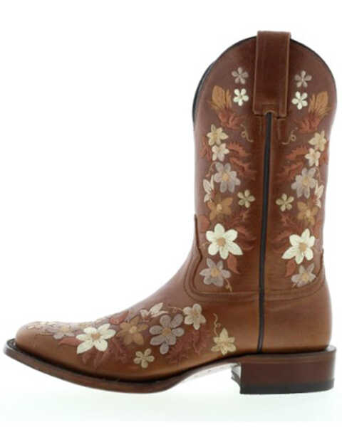 Image #3 - Botas Caborca For Liberty Black Women's Floral Embroidered Western Boots - Square Toe, Tan, hi-res