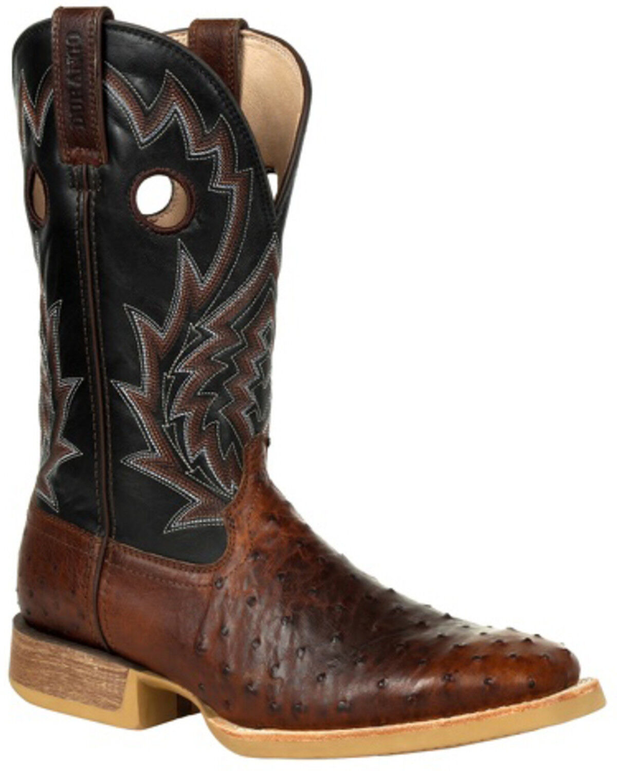Image #1 - Durango Men's Rebel Pro Ostrich Western Boots - Square Toe, Black, hi-res