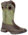 Durango Boys' Maverick XP Western Work Boots - Square Toe, Green/brown, hi-res