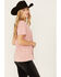 Image #2 - Blended Women's Rodeo Cowboy Cutout Short Sleeve Graphic Tee, Pink, hi-res