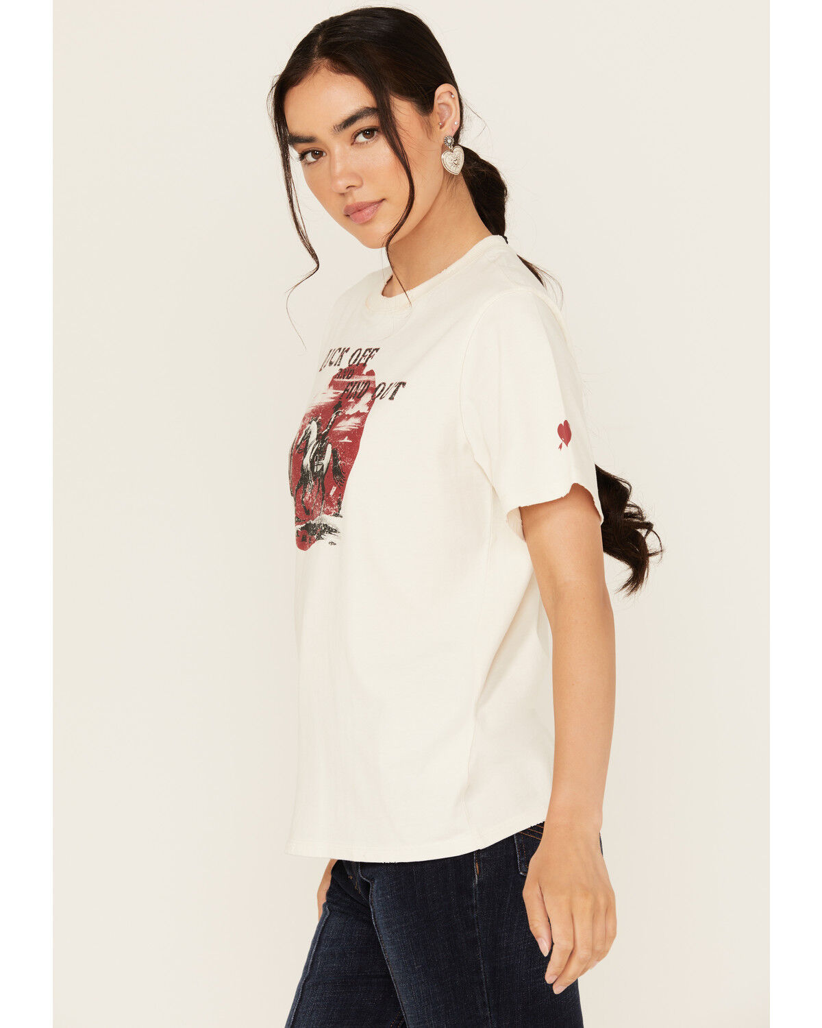 Image #3 - Idyllwind Women's Buck Off and Find Out Short Sleeve Graphic Tee, Ivory, hi-res