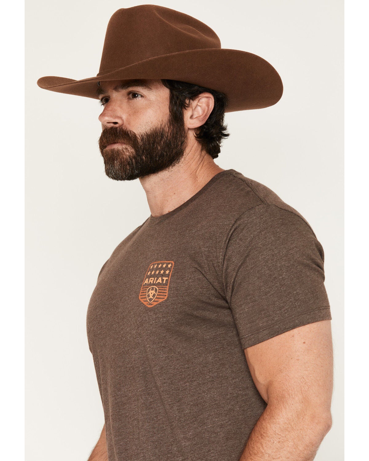 Image #3 - Ariat Men's Logo Patriotic Badge Short Sleeve Graphic T-Shirt, Brown, hi-res