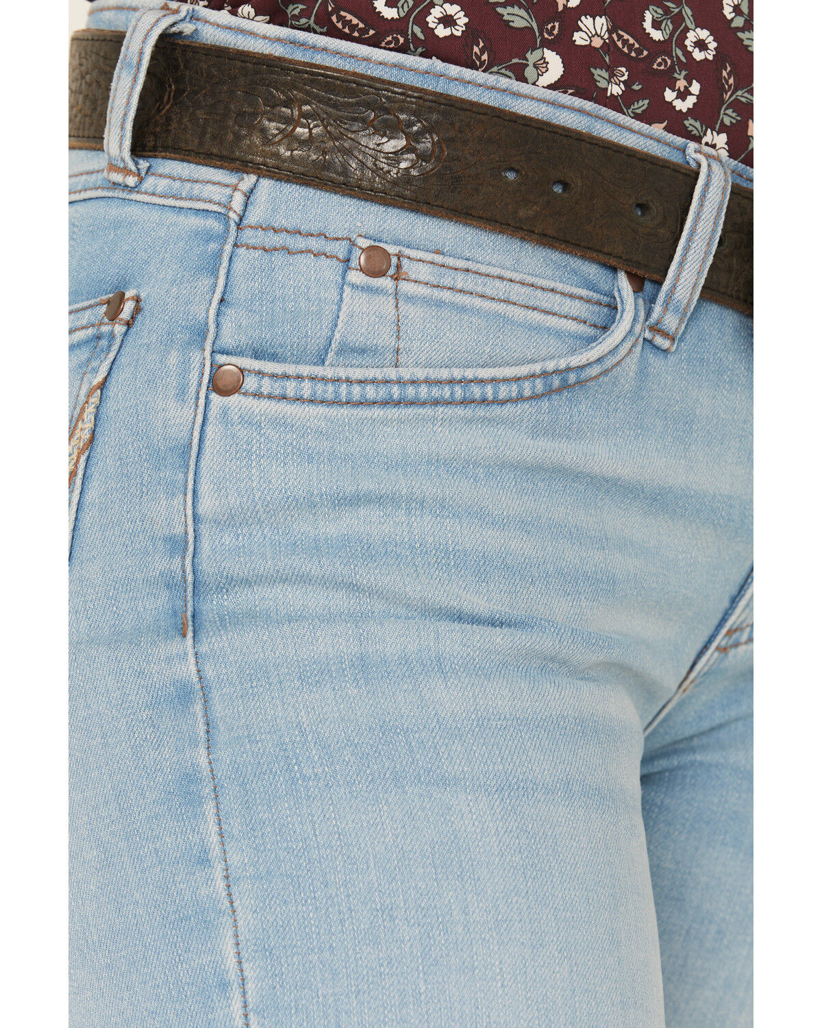 Image #2 - Wrangler Retro Women's Mia Light Wash Mid Rise Trouser Denim Jeans, Light Wash, hi-res