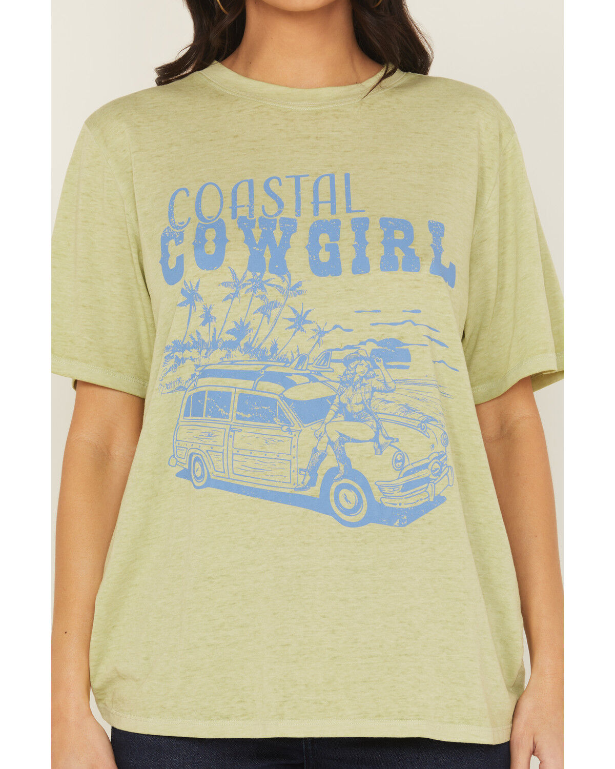 Image #3 - Blended Women's Coastal Cowgirl Short Sleeve Graphic Tee, Green, hi-res