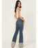 Image #3 - Shyanne Women's Harden Medium Wash High Rise Trouser Tall Cuff Comfort Stretch Denim Jeans, Medium Wash, hi-res