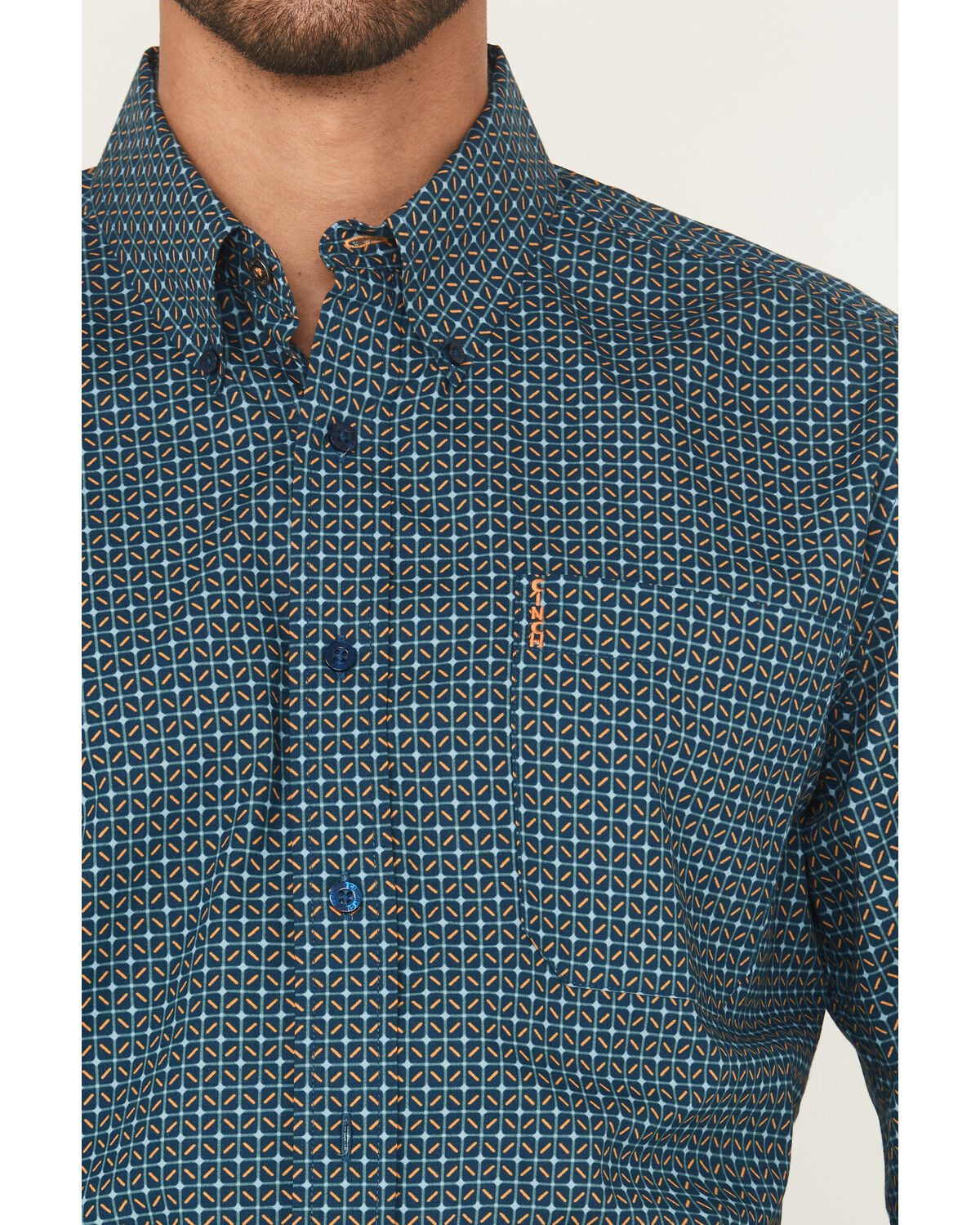 Image #3 - Cinch Men's Printed Long Sleeve Button-Down Western Shirt, Blue, hi-res
