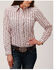 Image #1 - Roper Women's Floral Striped Long Sleeve Snap Western Shirt, Cream, hi-res