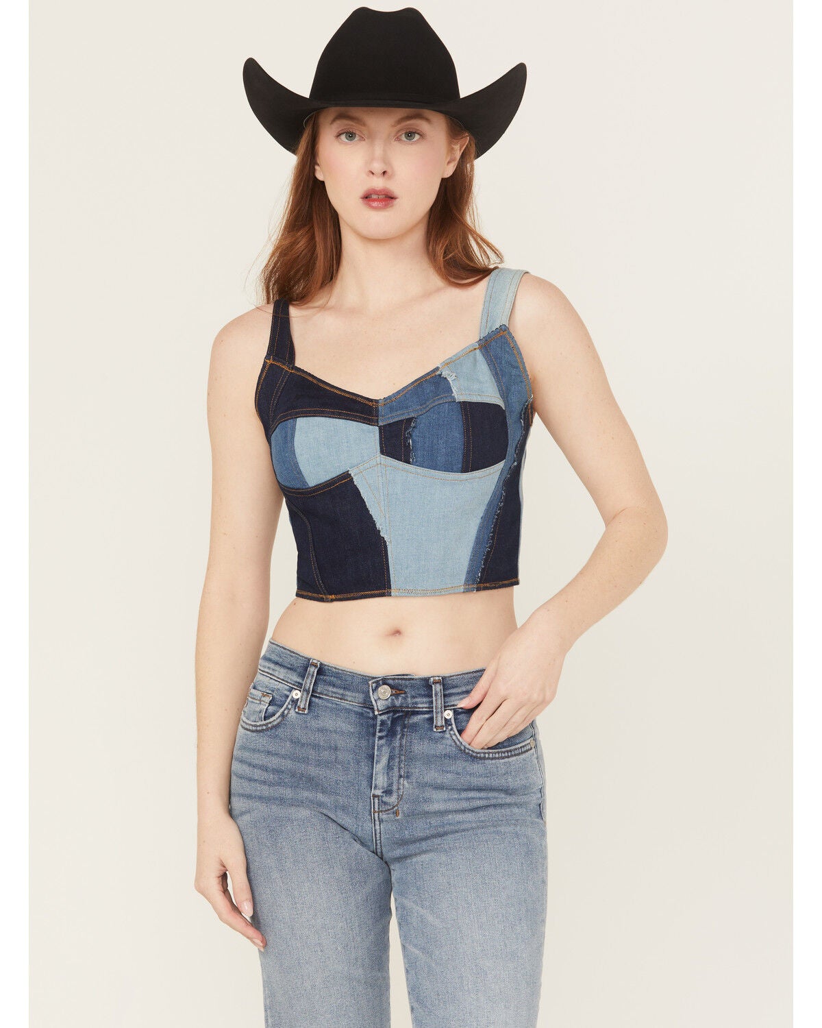 Blue B Women's Reversible Sleeveless Patchwork Top, Multi, hi-res