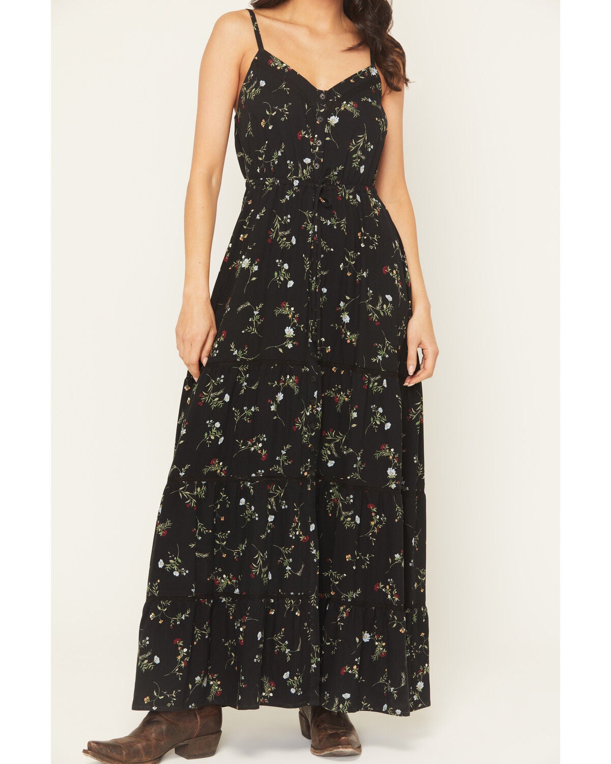 Image #4 - Idyllwind Women's Colt Floral Print Sleeveless Button-Down Maxi Dress, Black, hi-res