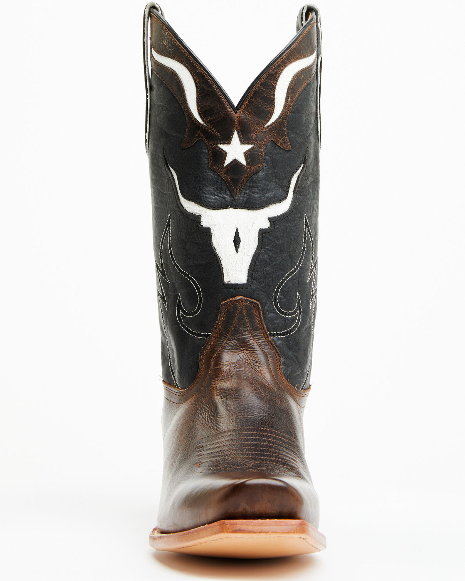 Image #4 - Moonshine Spirit Men's Showtime Longhorn Inlay Western Boots - Square Toe, Brown, hi-res