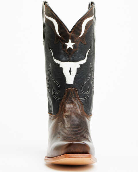 Image #4 - Moonshine Spirit Men's Showtime Longhorn Inlay Western Boots - Square Toe , Brown, hi-res