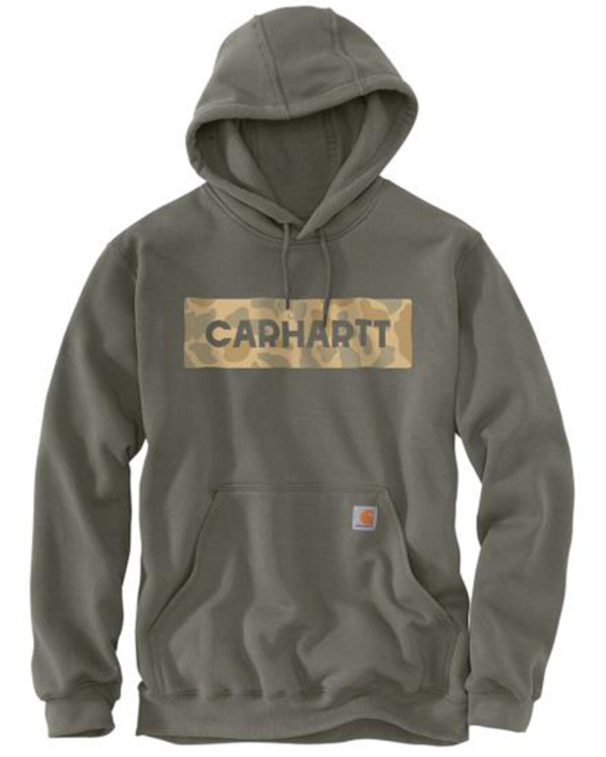 Image #1 - Carhartt Men's Loose Fit Midweight Camo Logo Graphic Hooded Sweatshirt, Olive, hi-res