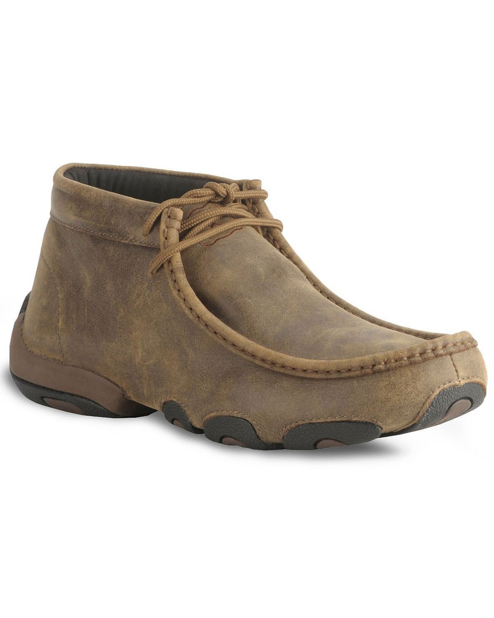 Image #1 - Twisted X Bomber Leather Lace-Up Driving Moccasins, Distressed, hi-res