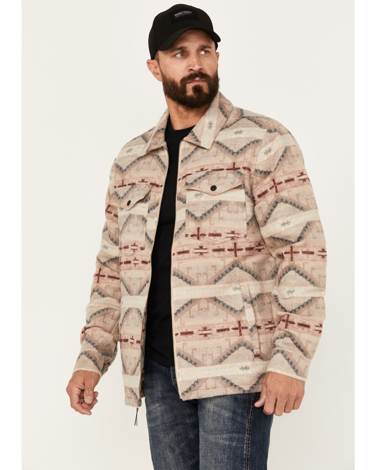 Image #2 - Rock & Roll Denim Men's Southwestern Zip Jacket, Tan, hi-res