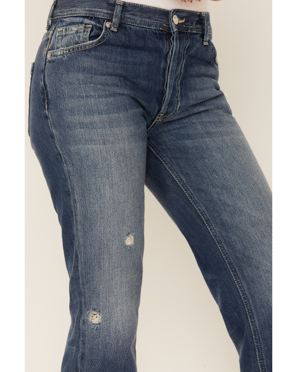 Image #2 - Free People Women's Mid Rise Crop Straight Jeans, Dark Blue, hi-res