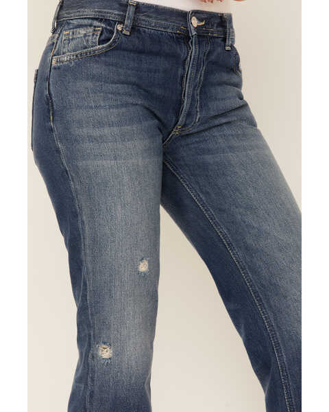 Image #2 - Free People Women's Mid Rise Crop Straight Jeans , Dark Blue, hi-res