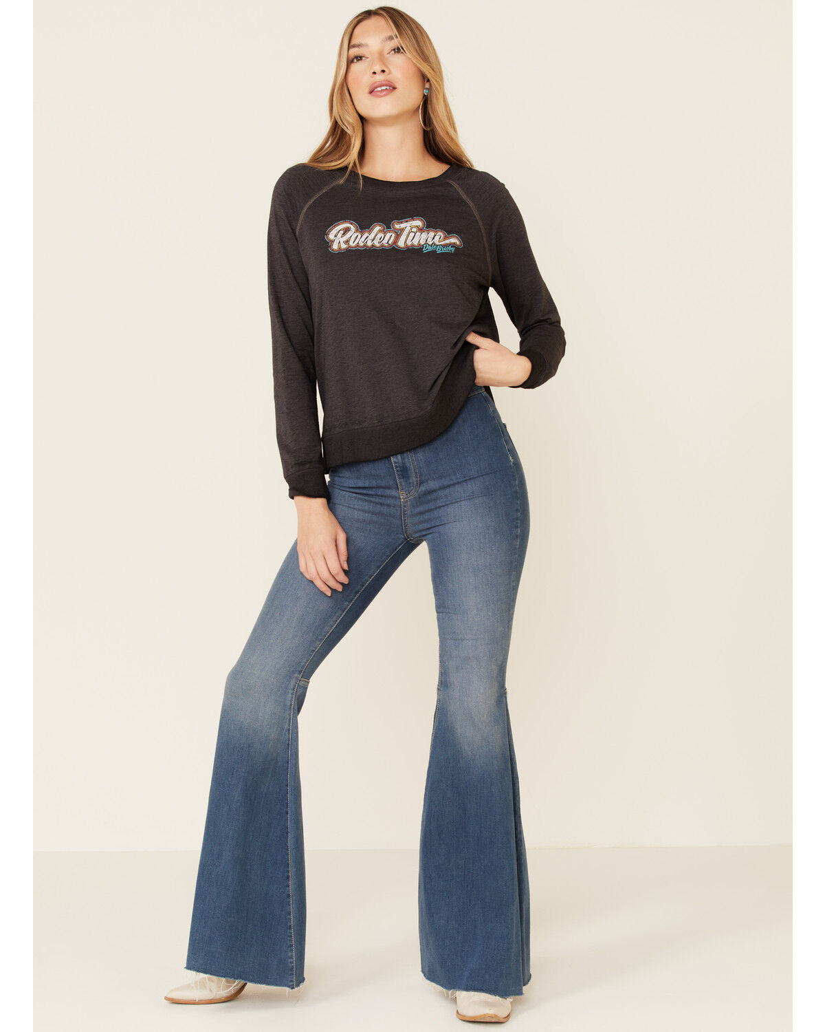 Image #2 - Dale Brisby Women's Rodeo Time Graphic Long Sleeve Top, Charcoal, hi-res