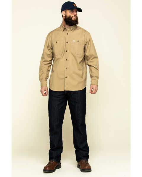 Image #6 - Carhartt Men's Rugged Flex Rigby Long Sleeve Work Shirt, Beige/khaki, hi-res