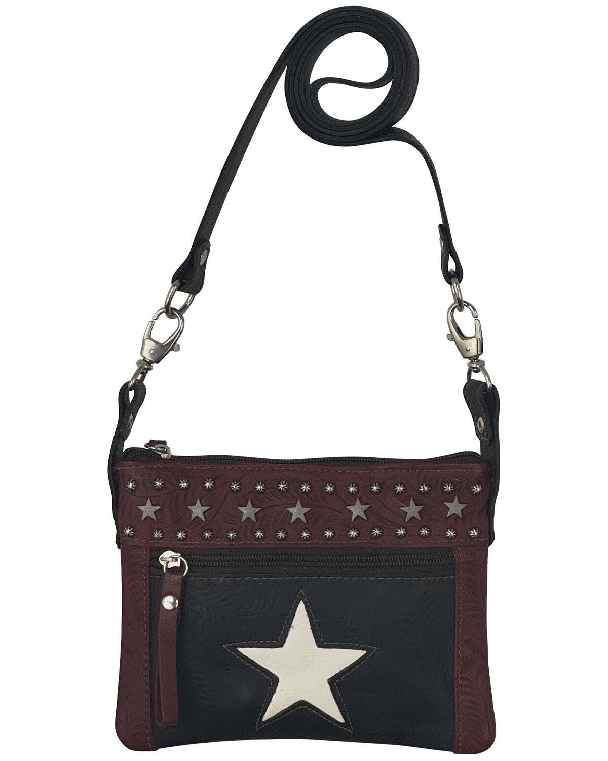American West Women's Navy Star Crossbody Bag, Navy, hi-res