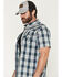 Image #2 - Moonshine Spirit&reg; Men's Purple Hazer Plaid Print Short Sleeve Snap Western Shirt, Blue, hi-res