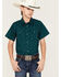 Image #1 - Boot Barn Boys' Printed Western Short Sleeve Shirt, Teal, hi-res