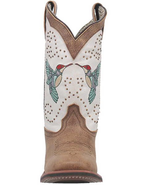 Image #4 - Laredo Women's 11" Hummingbird Embroidered Studded Western Performance Boots - Broad Square Toe, White, hi-res