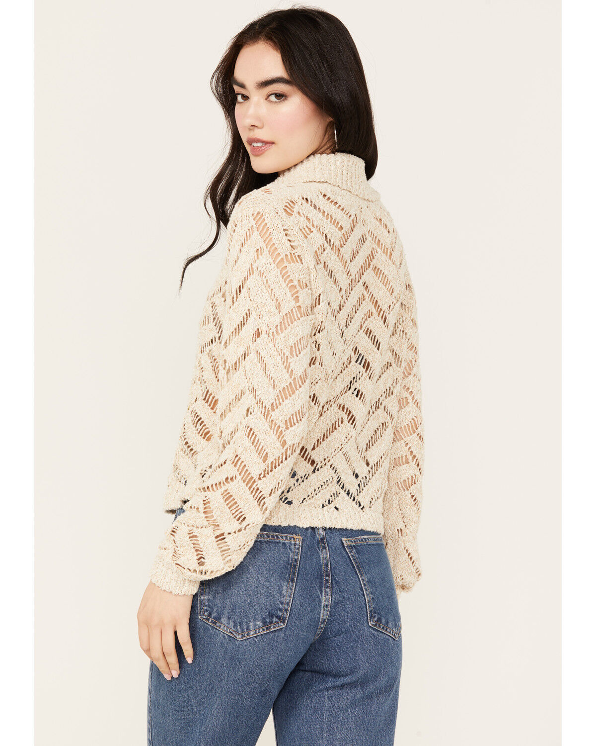 Image #4 - Cleo + Wolf Women's Cropped Boxy Cardigan, Sand, hi-res