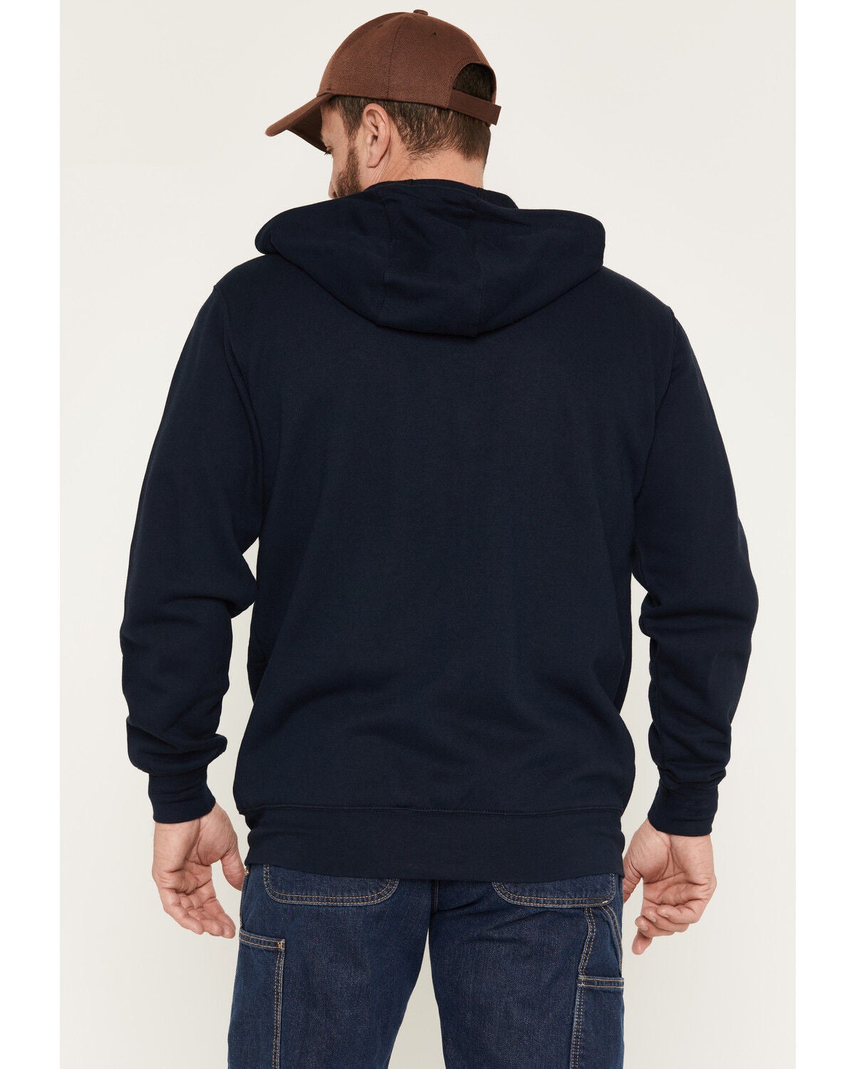Image #4 - Carhartt Men's FR Force Original Fit Zip-Front Hooded Work Jacket, Navy, hi-res
