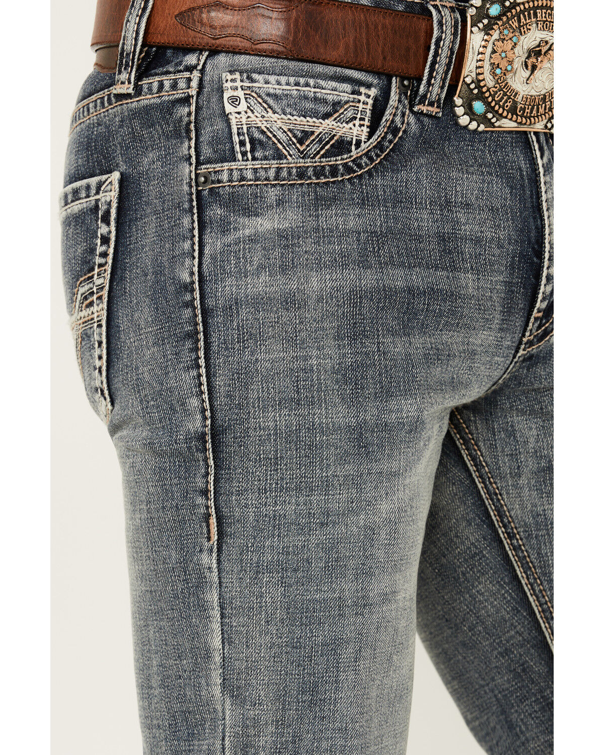 Image #2 - Rock & Roll Denim Men's Double Barrel Medium Wash Relaxed Bootcut Denim Jeans, Medium Wash, hi-res
