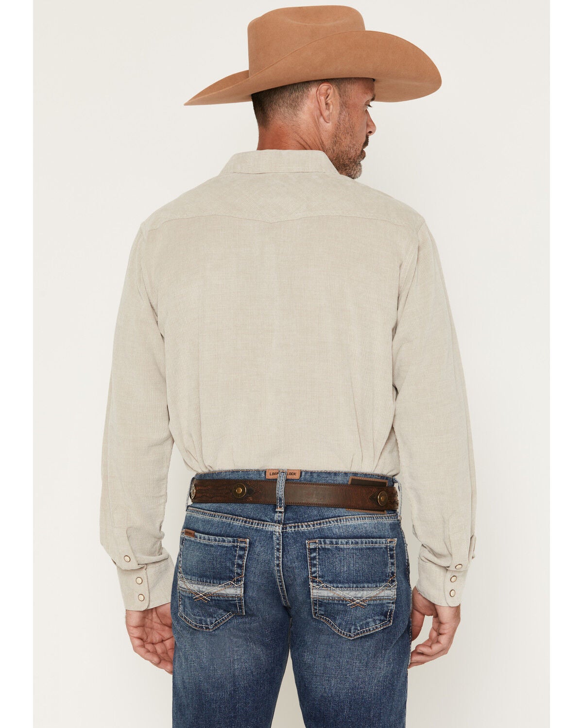 Image #4 - Ariat Men's Retro Handorh Solid Corduroy Long Sleeve Snap Western Shirt, Sand, hi-res
