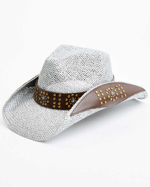 Shyanne Women's Aguilar Straw Cowboy Hat, Silver, hi-res