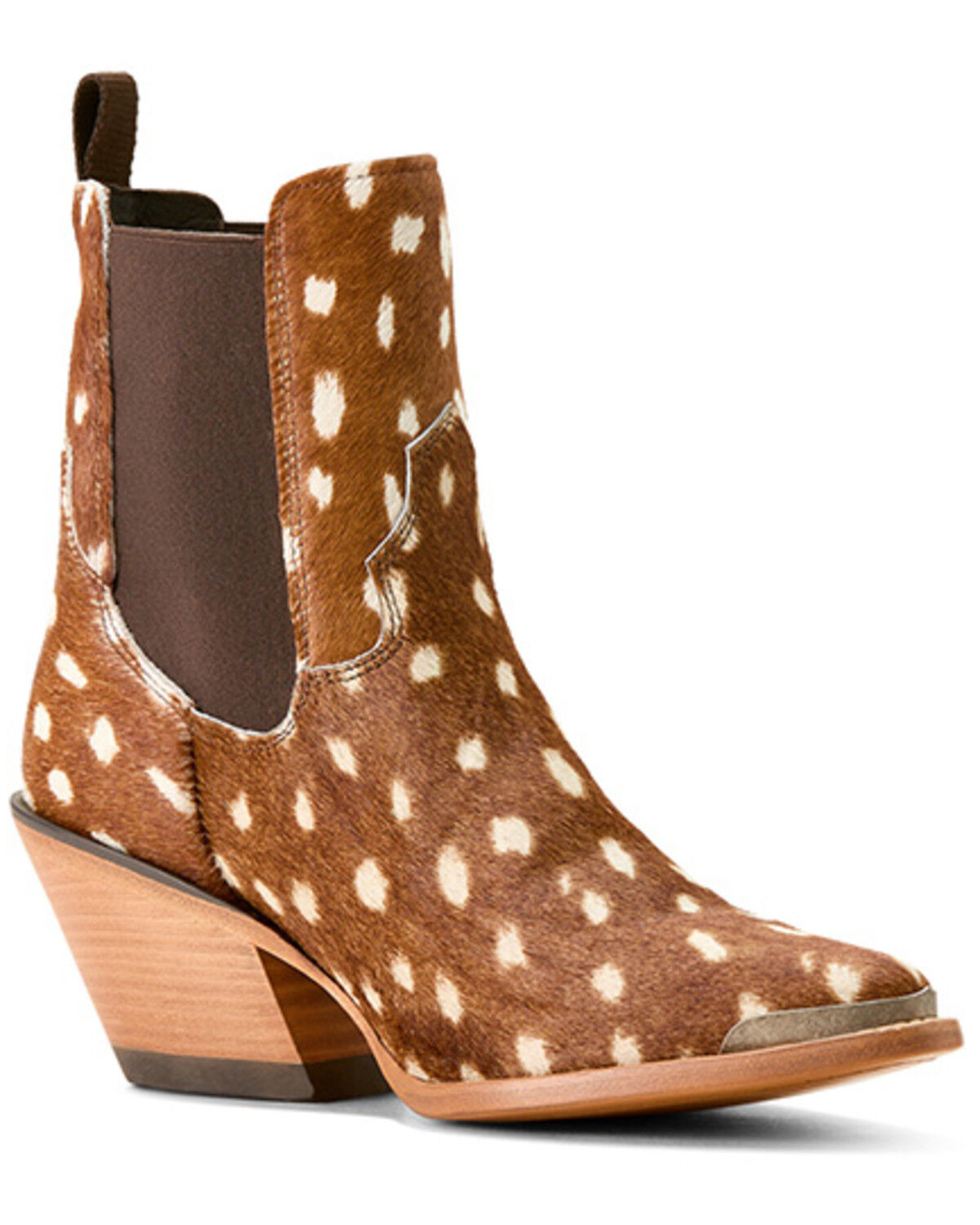 Image #1 - Ariat Women's Shiloh Hairon Deer Print Booties - Round Toe, Brown, hi-res
