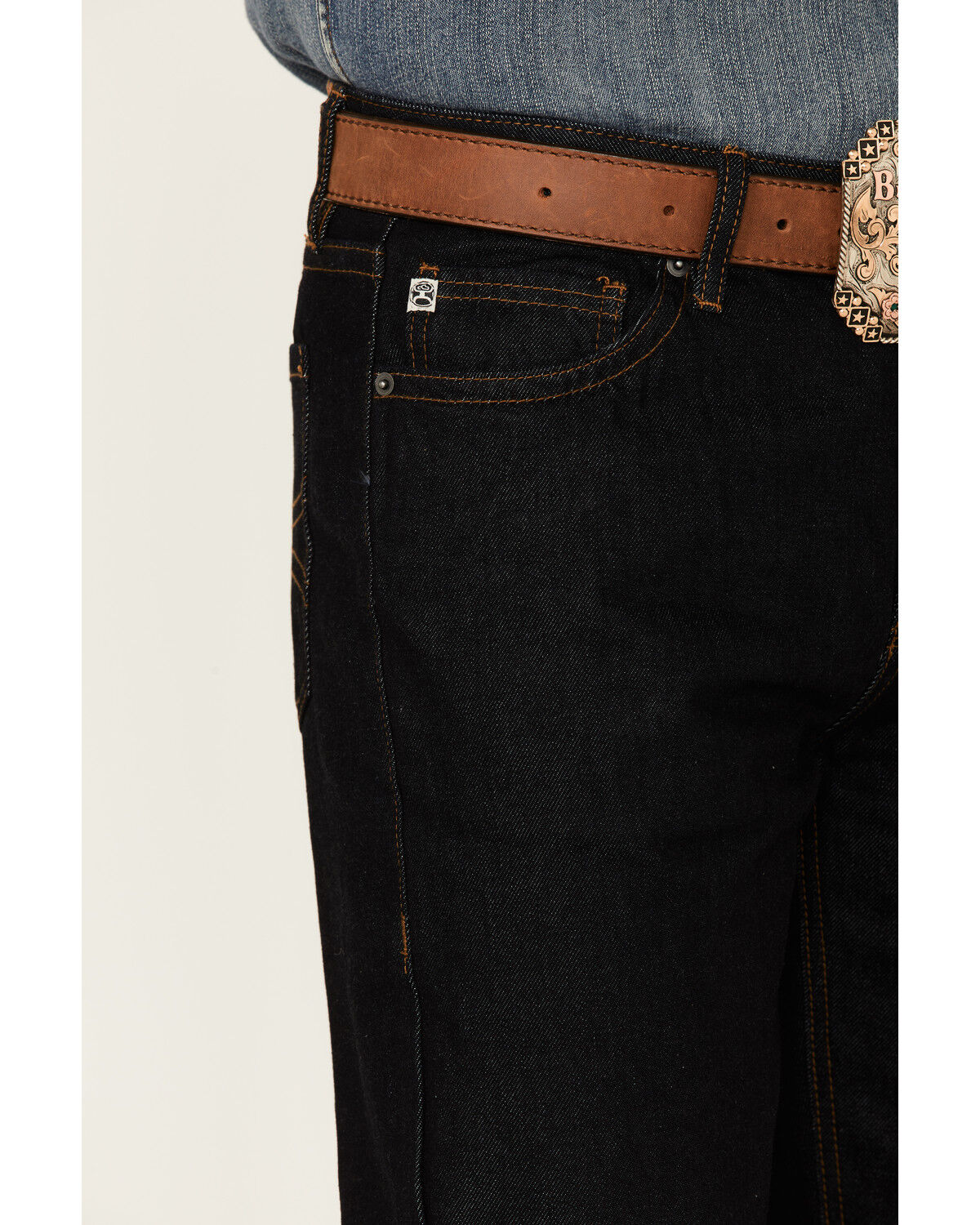 Image #4 - Hooey by Rock & Roll Denim Men's Dark Wash Double Barrel Relaxed Stackable Bootcut Jeans, Blue, hi-res
