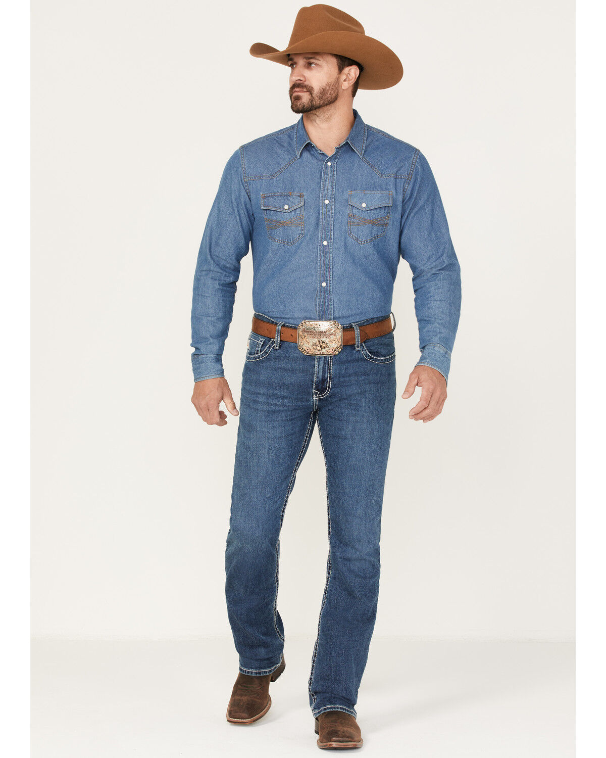 Image #1 - Cinch Men's Ian Medium Wash Slim Bootcut Performance Jeans, Indigo, hi-res