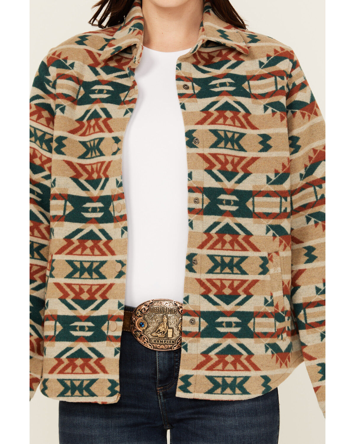 Image #3 - Outback Trading Co Women's Daphne Southwestern Snap Shacket, Cream, hi-res