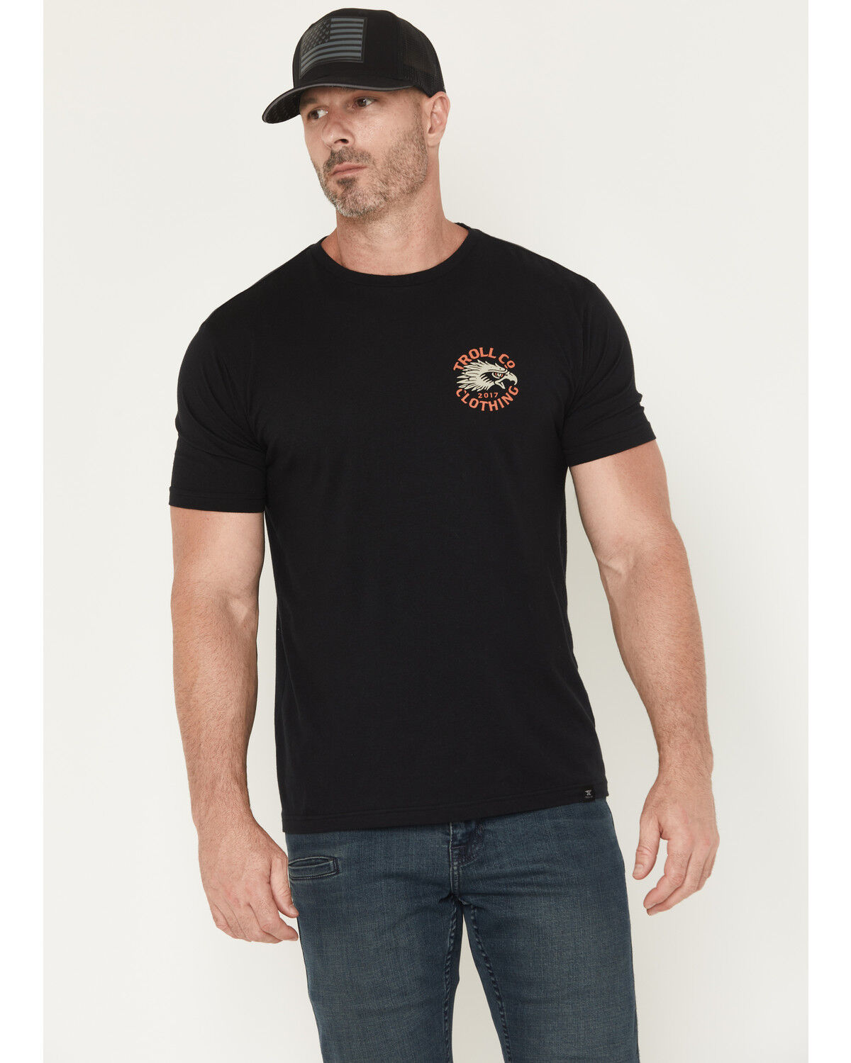 Image #1 - Troll Co Men's Eagle Eye Short Sleeve Graphic Work T-Shirt, Black, hi-res