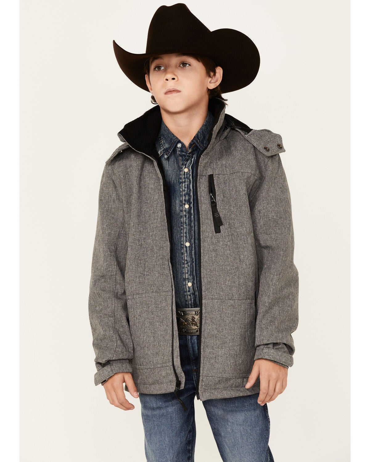 Image #1 - STS Ranchwear Boys' Grey Youth Barrier Softshell Jacket , , hi-res