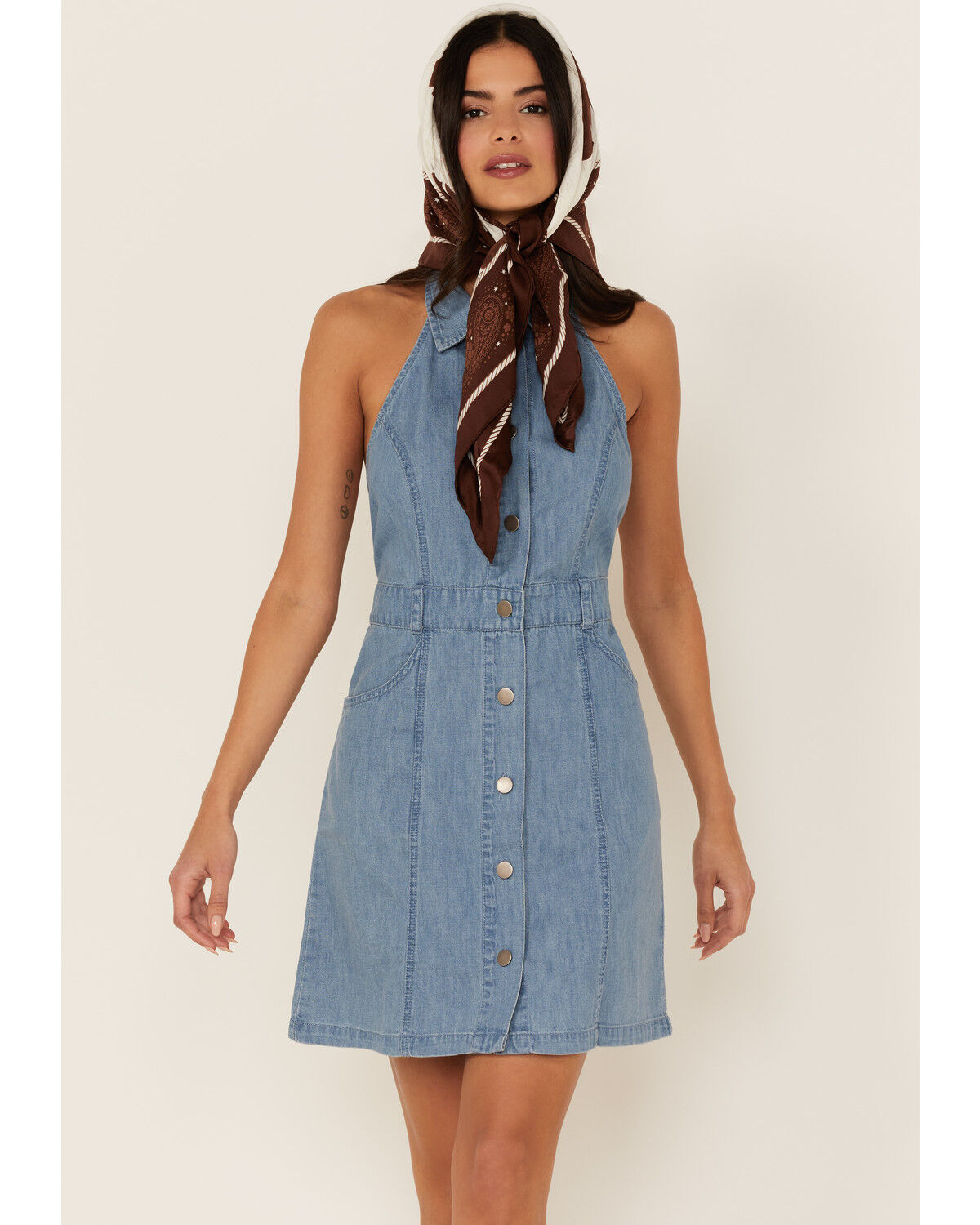 Image #1 - Free People Women's Sami Denim Mini Dress, Blue, hi-res