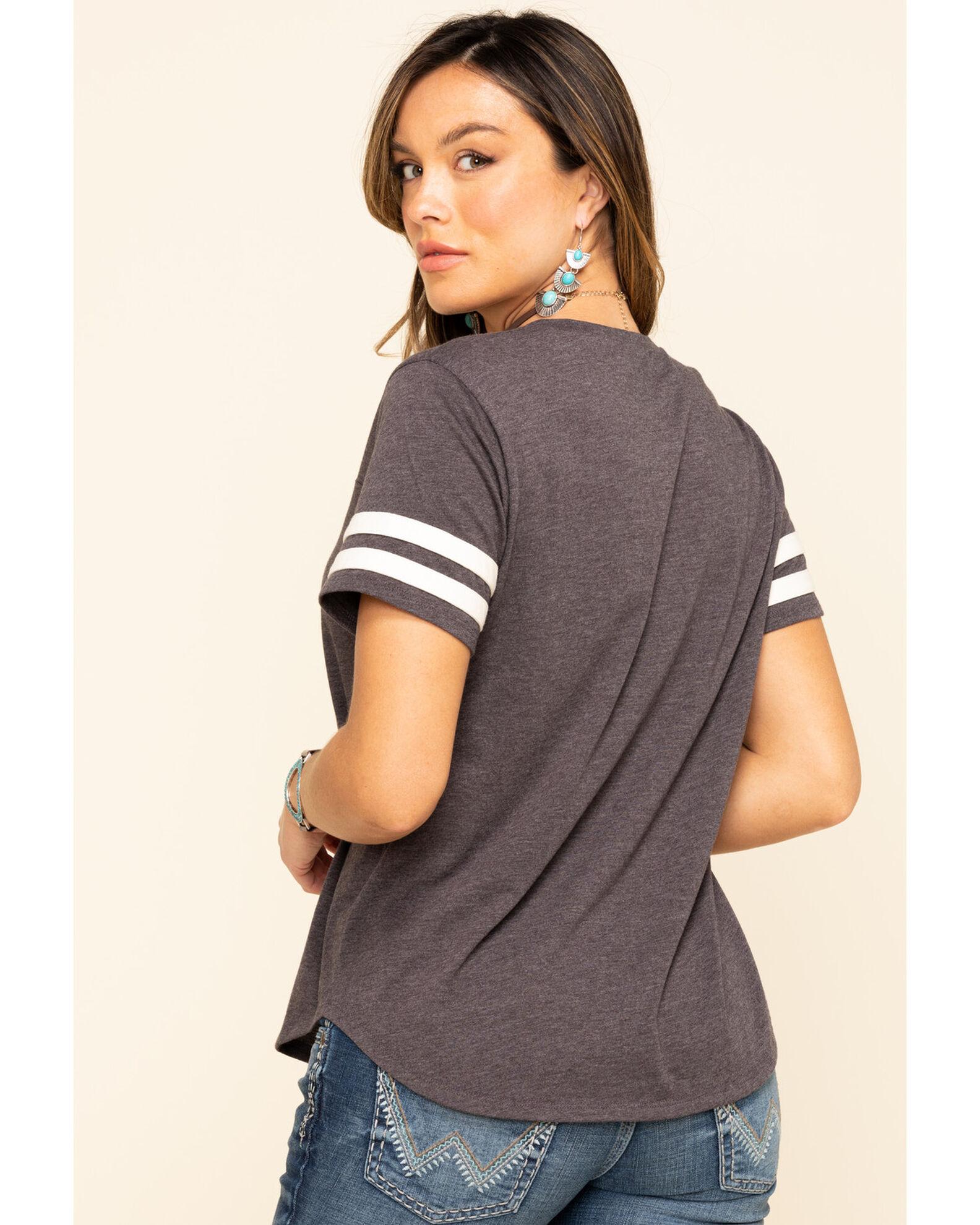 Image #2 - Cut & Paste Women's Cowboy Casanova Football Tee, Black, hi-res